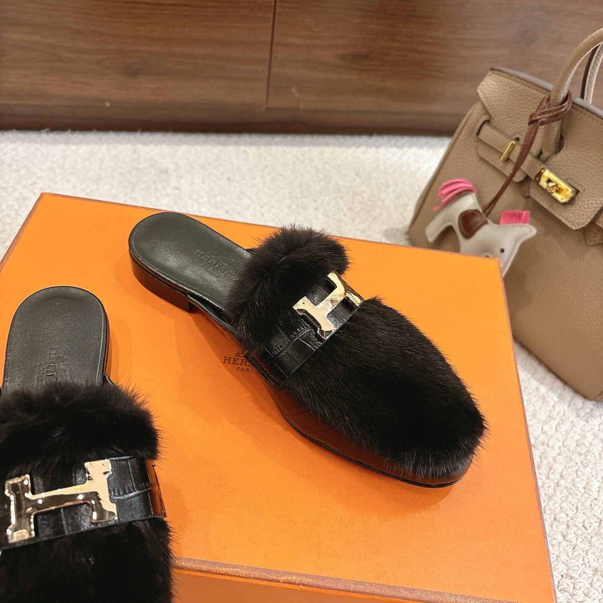 Hermès Mink Suede Loafers & Mules – Autumn/Winter Collection
