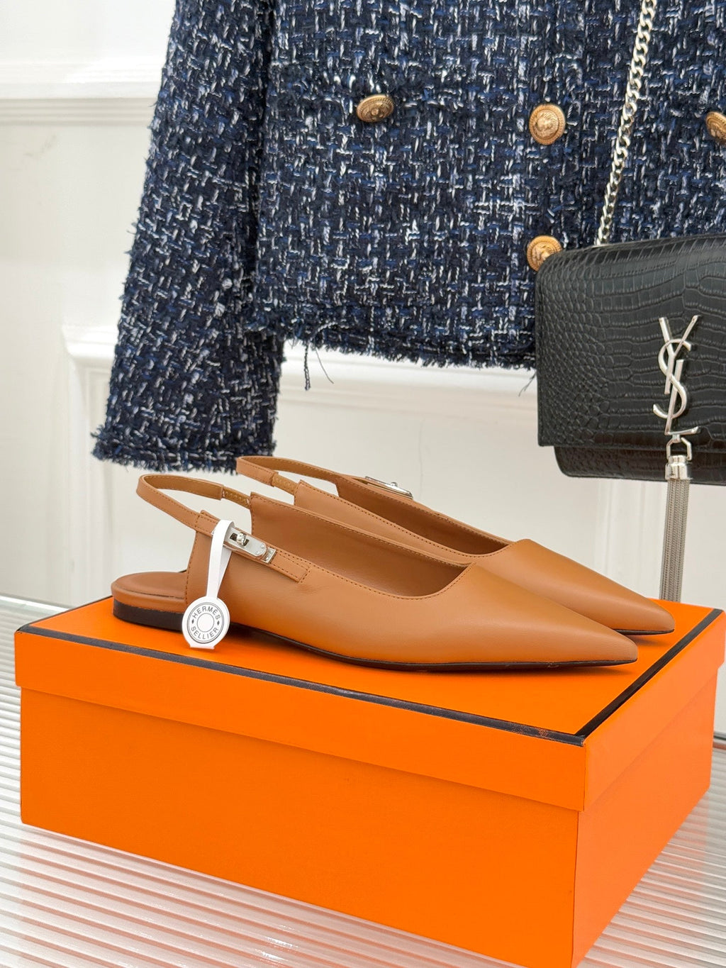 Hermès Kelly Buckle Pointed Toe Flat Sandals