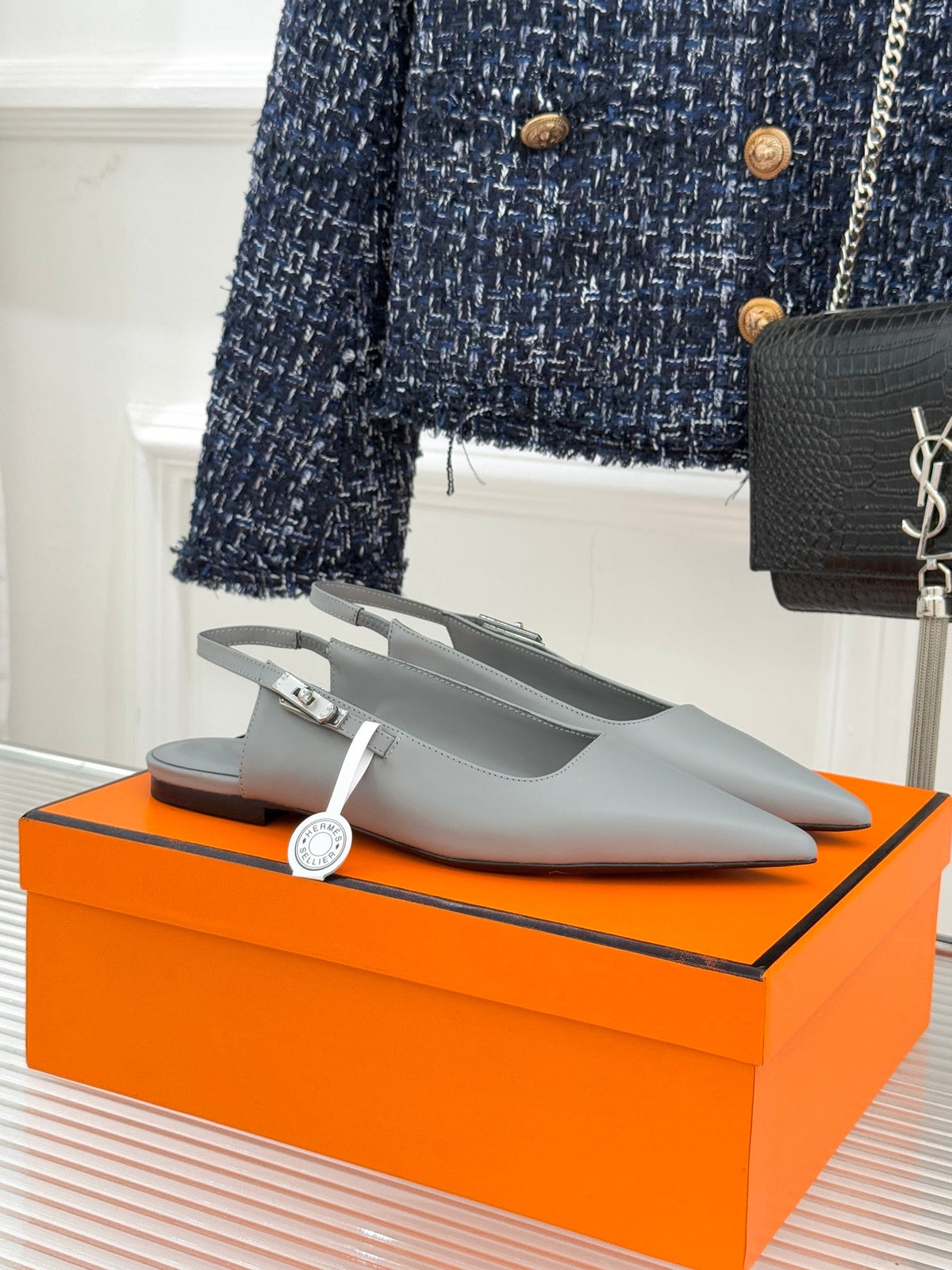Hermès Kelly Buckle Pointed Toe Flat Sandals