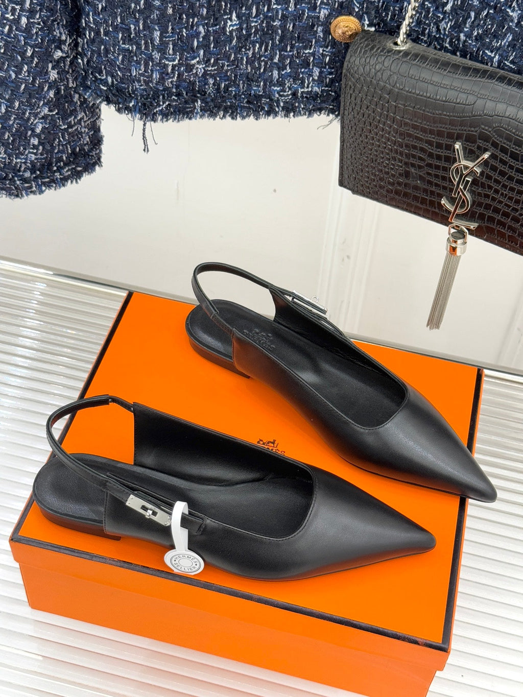 Hermès Kelly Buckle Pointed Toe Flat Sandals