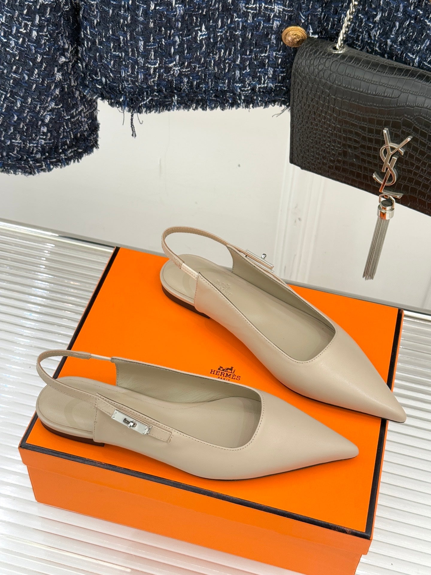 Hermès Kelly Buckle Pointed Toe Flat Sandals
