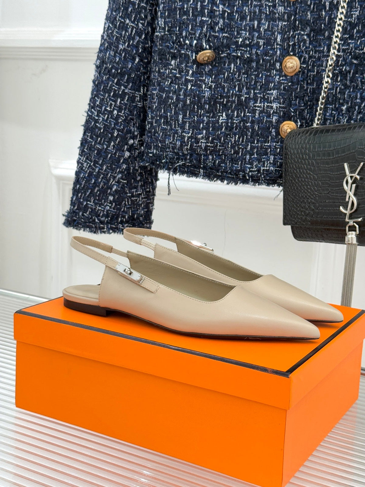 Hermès Kelly Buckle Pointed Toe Flat Sandals