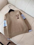 AMI Paris Warm Khaki V-Neck Sweater