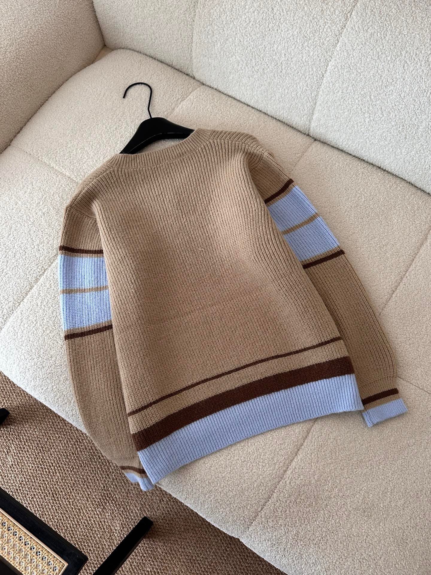 AMI Paris Warm Khaki V-Neck Sweater