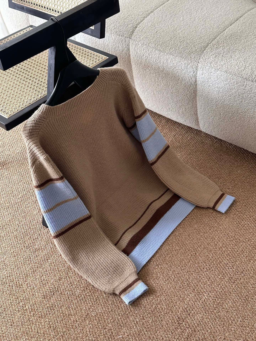 AMI Paris Warm Khaki V-Neck Sweater