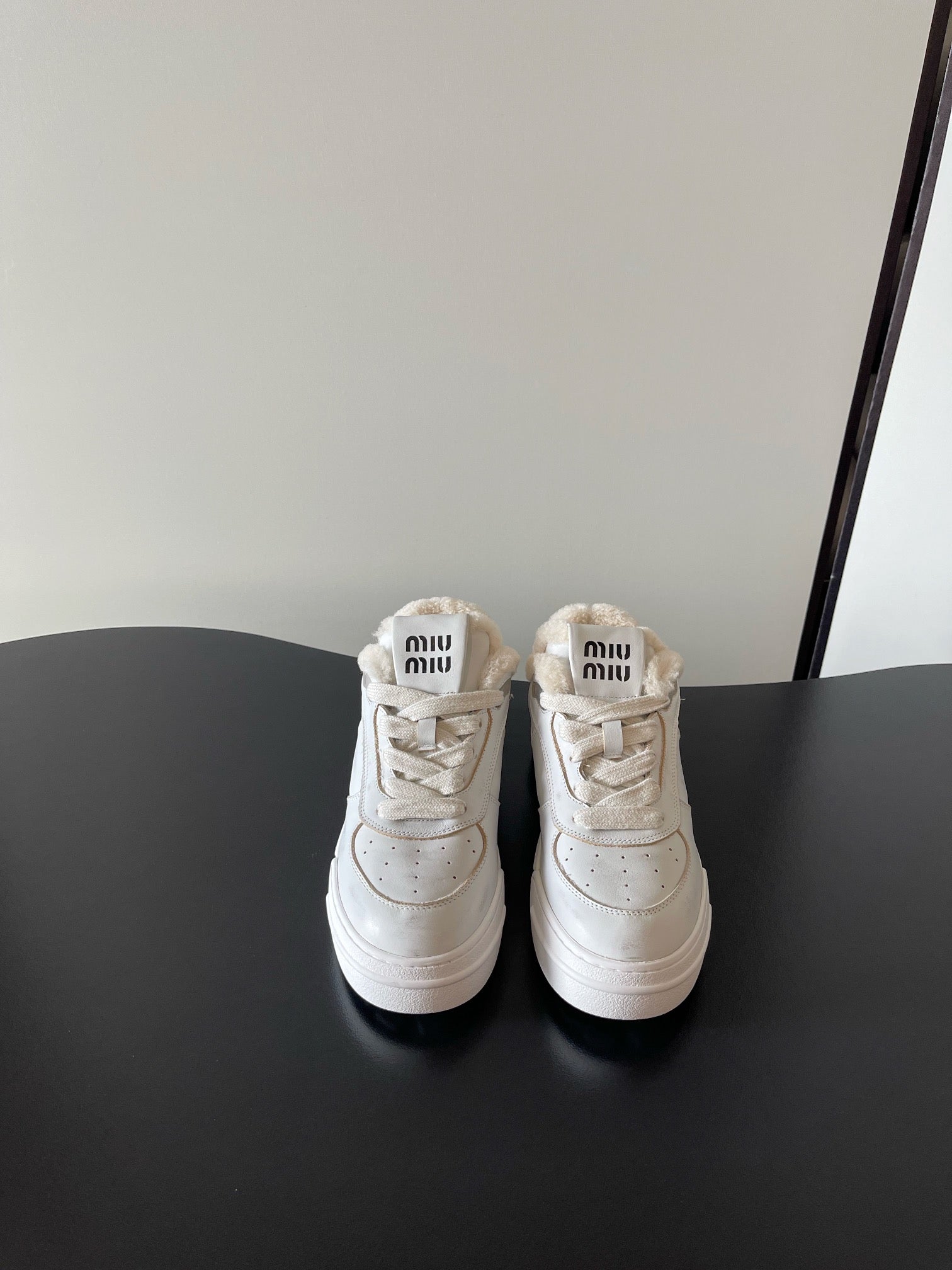 Miu Miu Distressed Retro German Training Sneakers