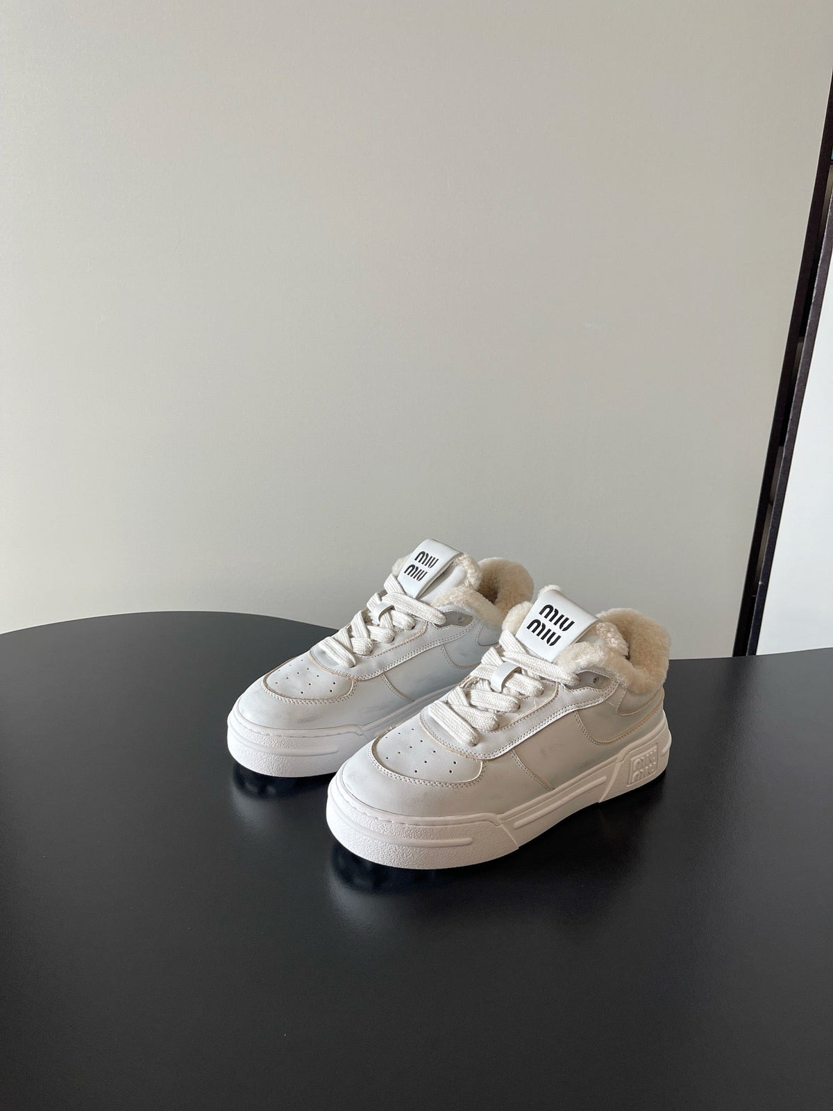 Miu Miu Distressed Retro German Training Sneakers