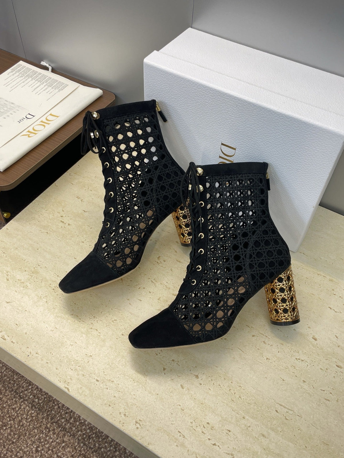 Dior D-Lcon Embroidered Ankle Boots – 2025FW
