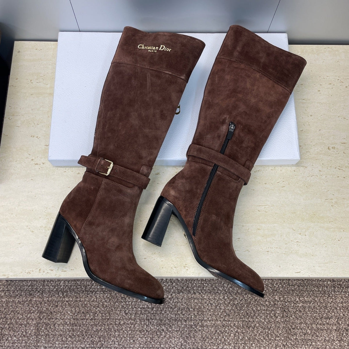Dior D-Town Punk Chunky Heel Knight Boots – 2025FW