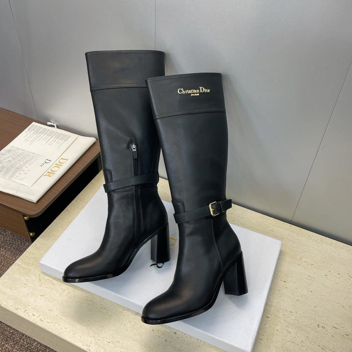 Dior D-Town Punk Chunky Heel Knight Boots – 2025FW
