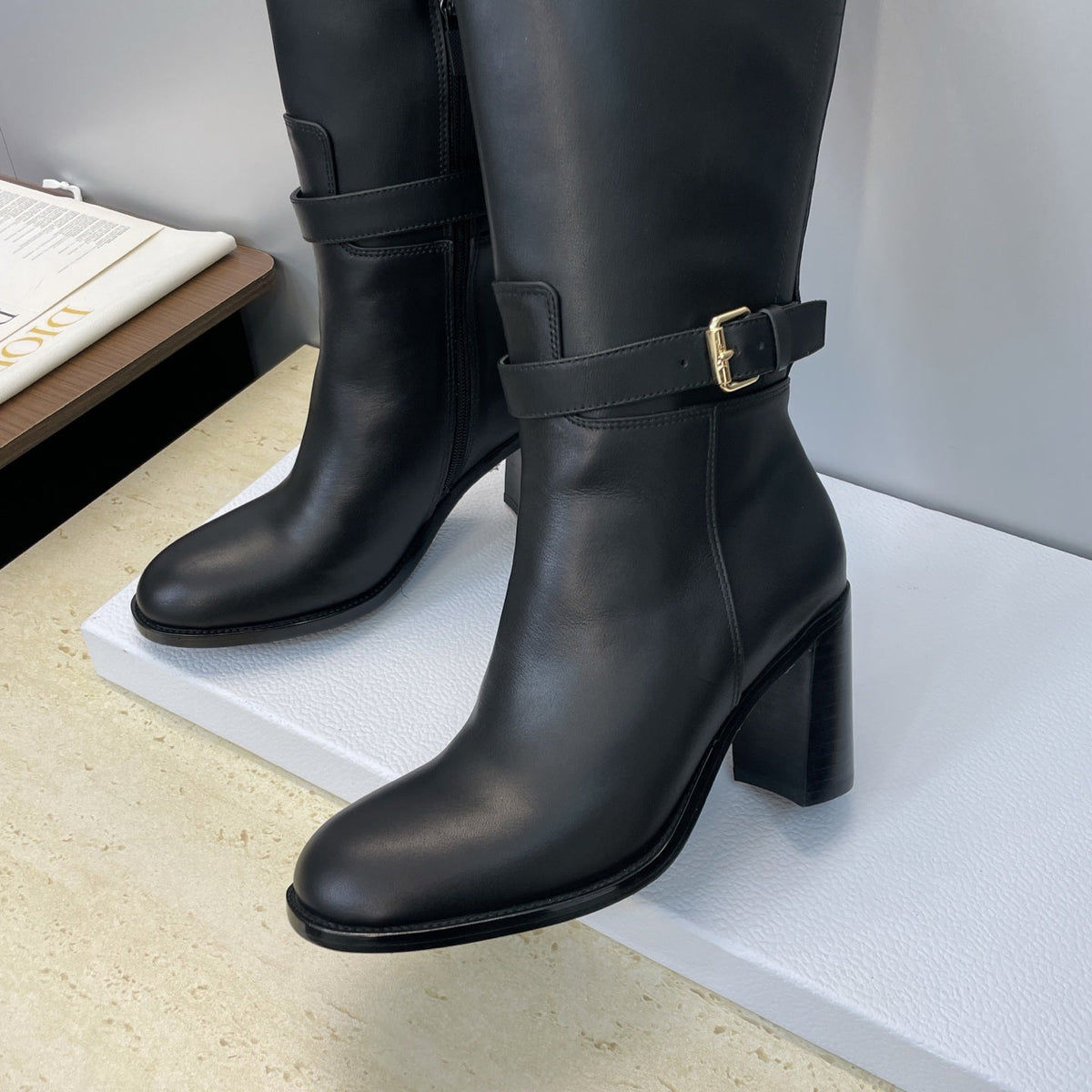 Dior D-Town Punk Chunky Heel Knight Boots – 2025FW