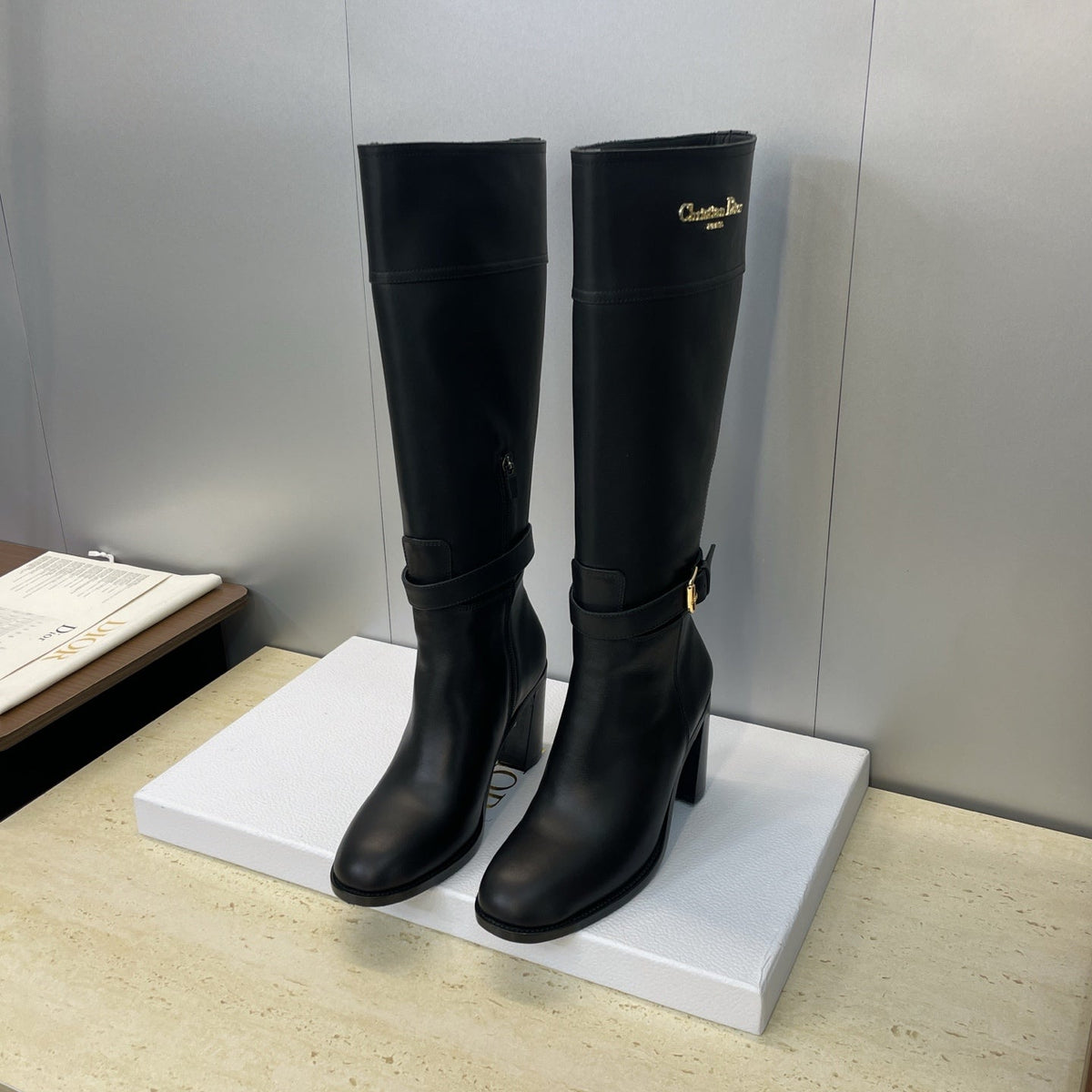 Dior D-Town Punk Chunky Heel Knight Boots – 2025FW