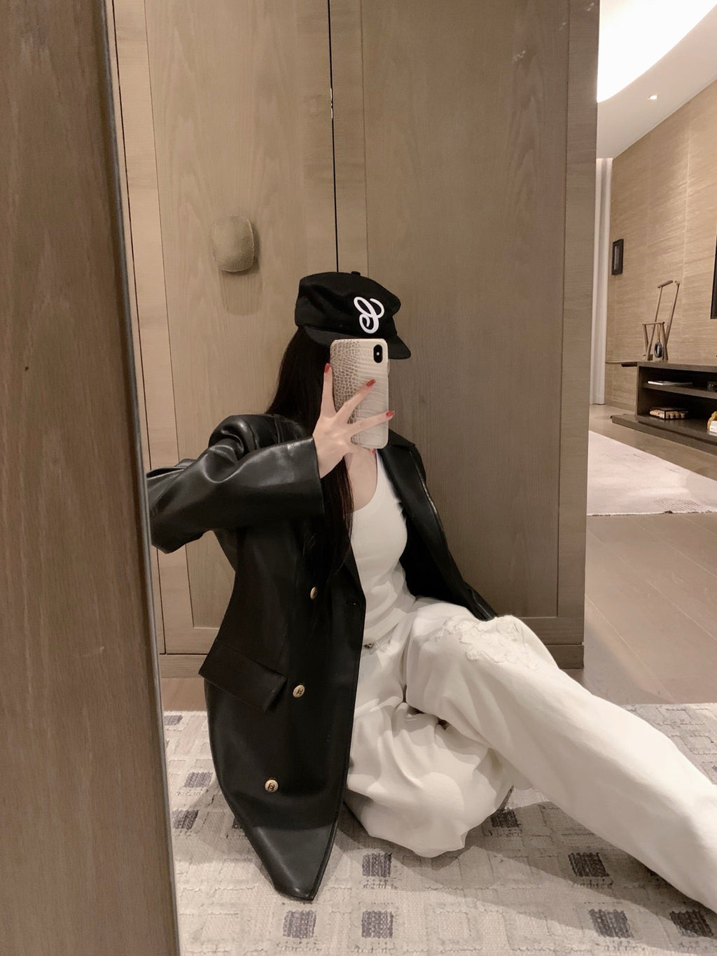 Chanel Vintage Faux Lambskin Trench Coat