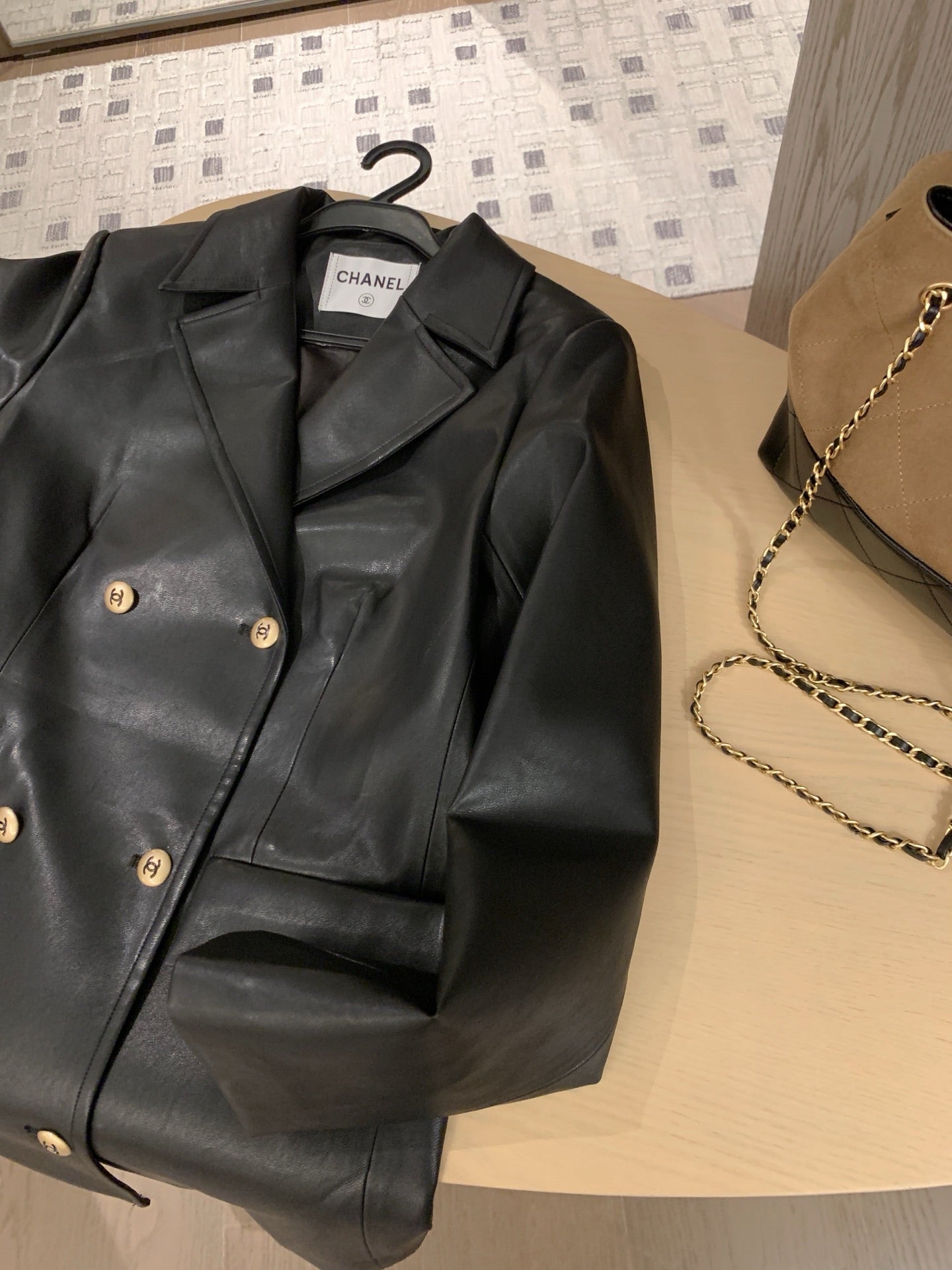Chanel Vintage Faux Lambskin Trench Coat