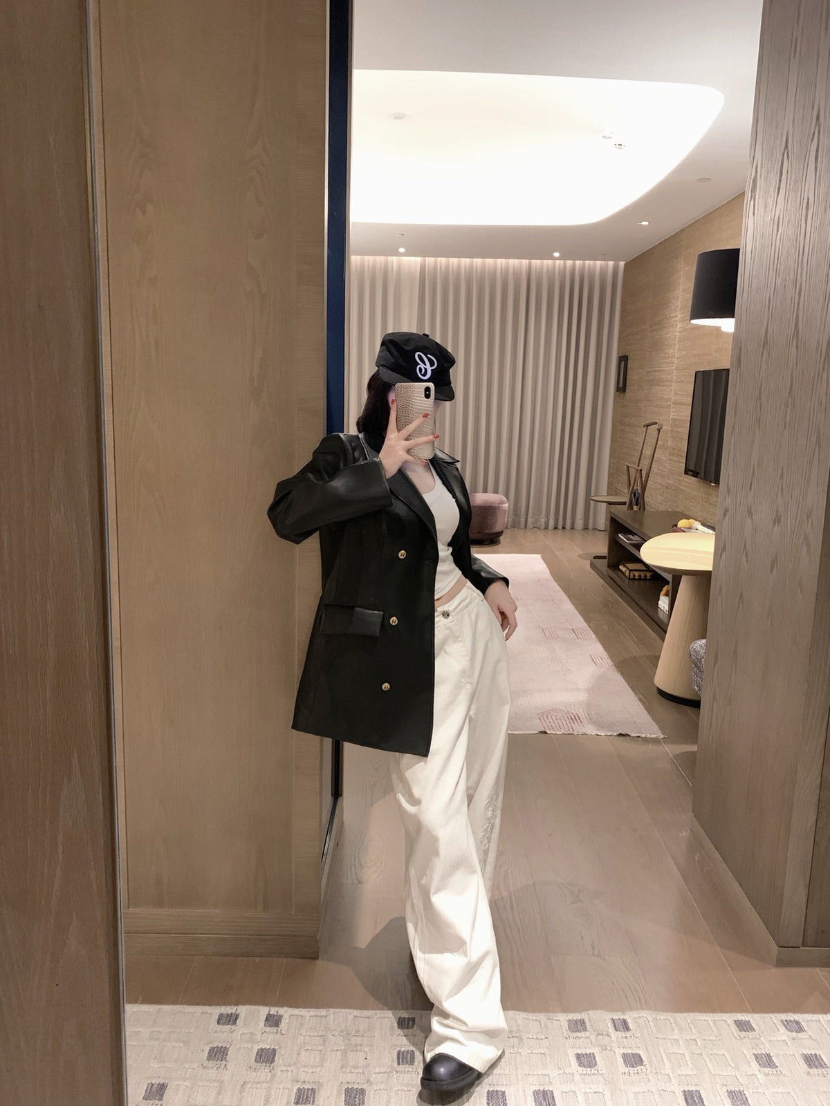 Chanel Vintage Faux Lambskin Trench Coat
