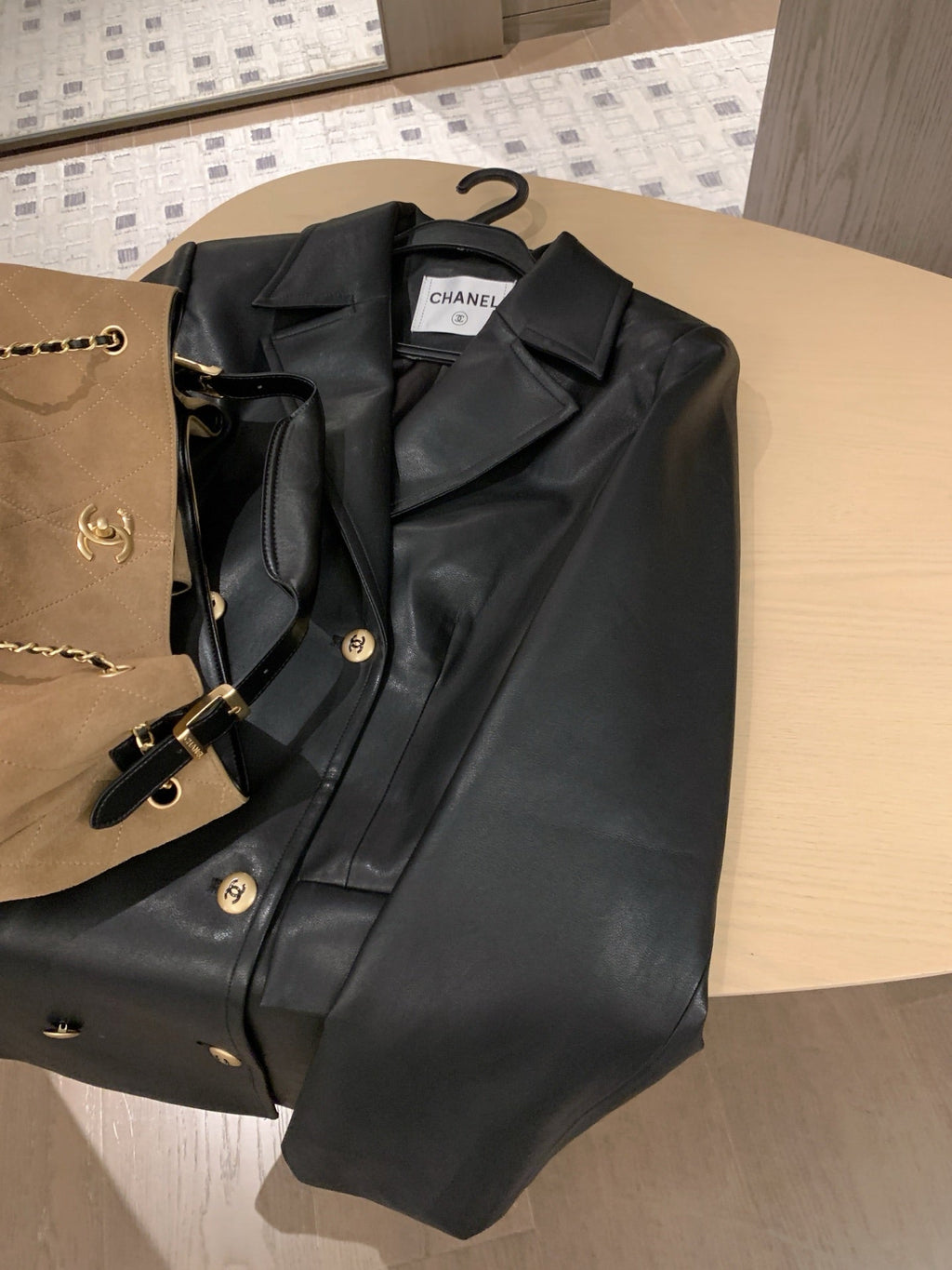Chanel Vintage Faux Lambskin Trench Coat