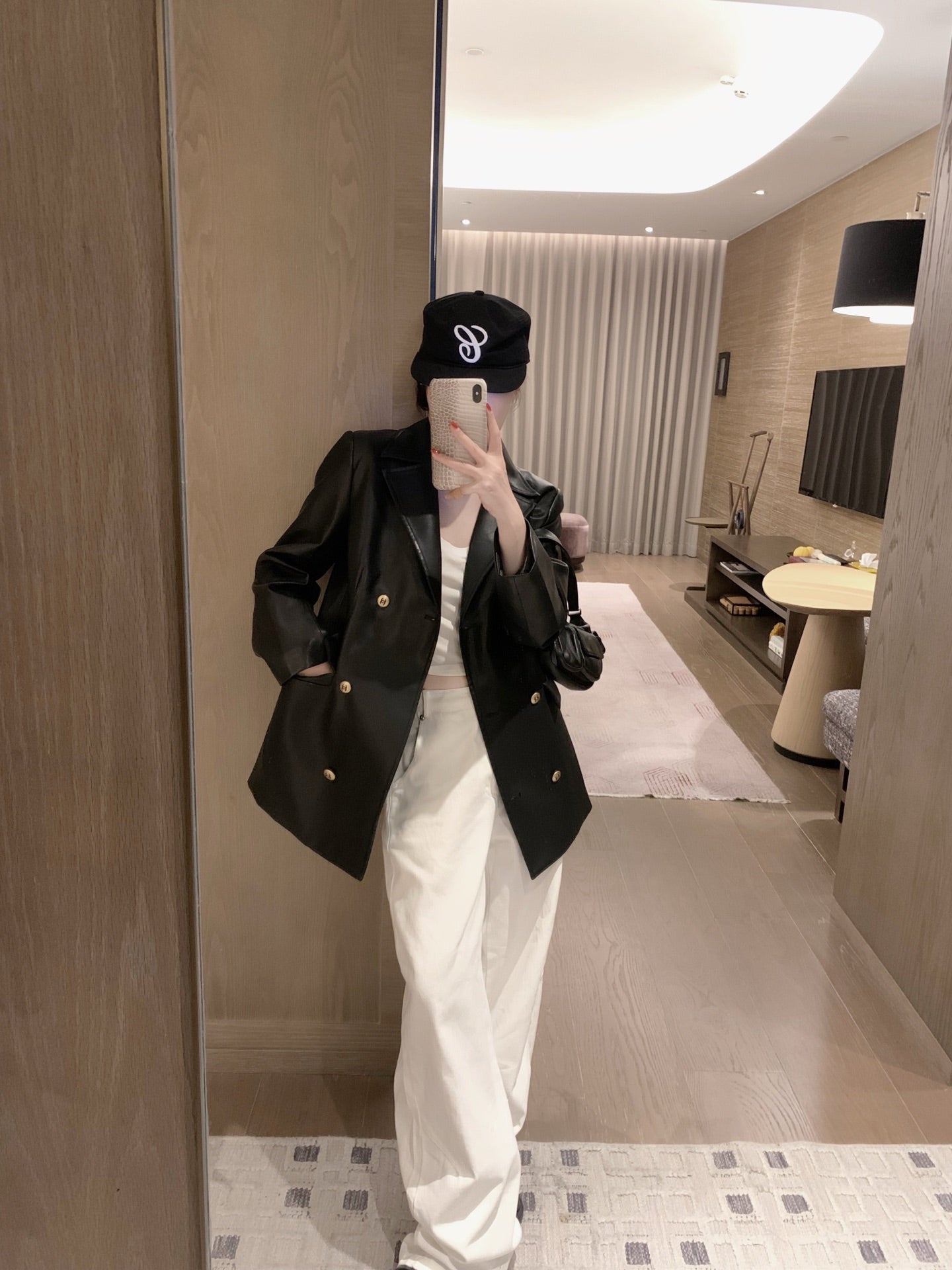 Chanel Vintage Faux Lambskin Trench Coat