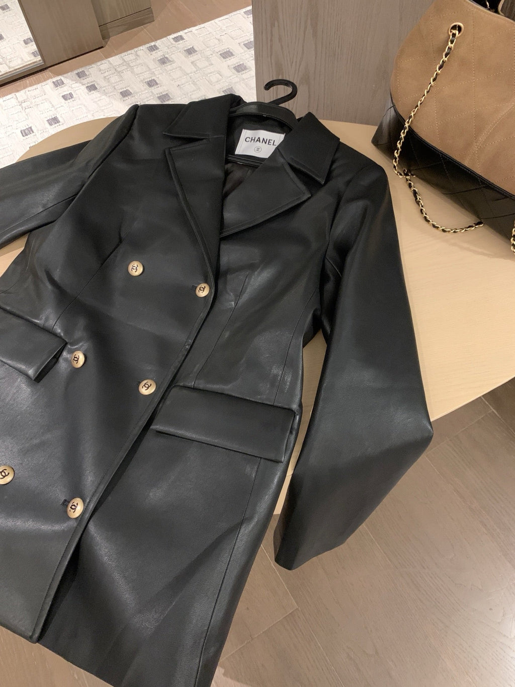Chanel Vintage Faux Lambskin Trench Coat