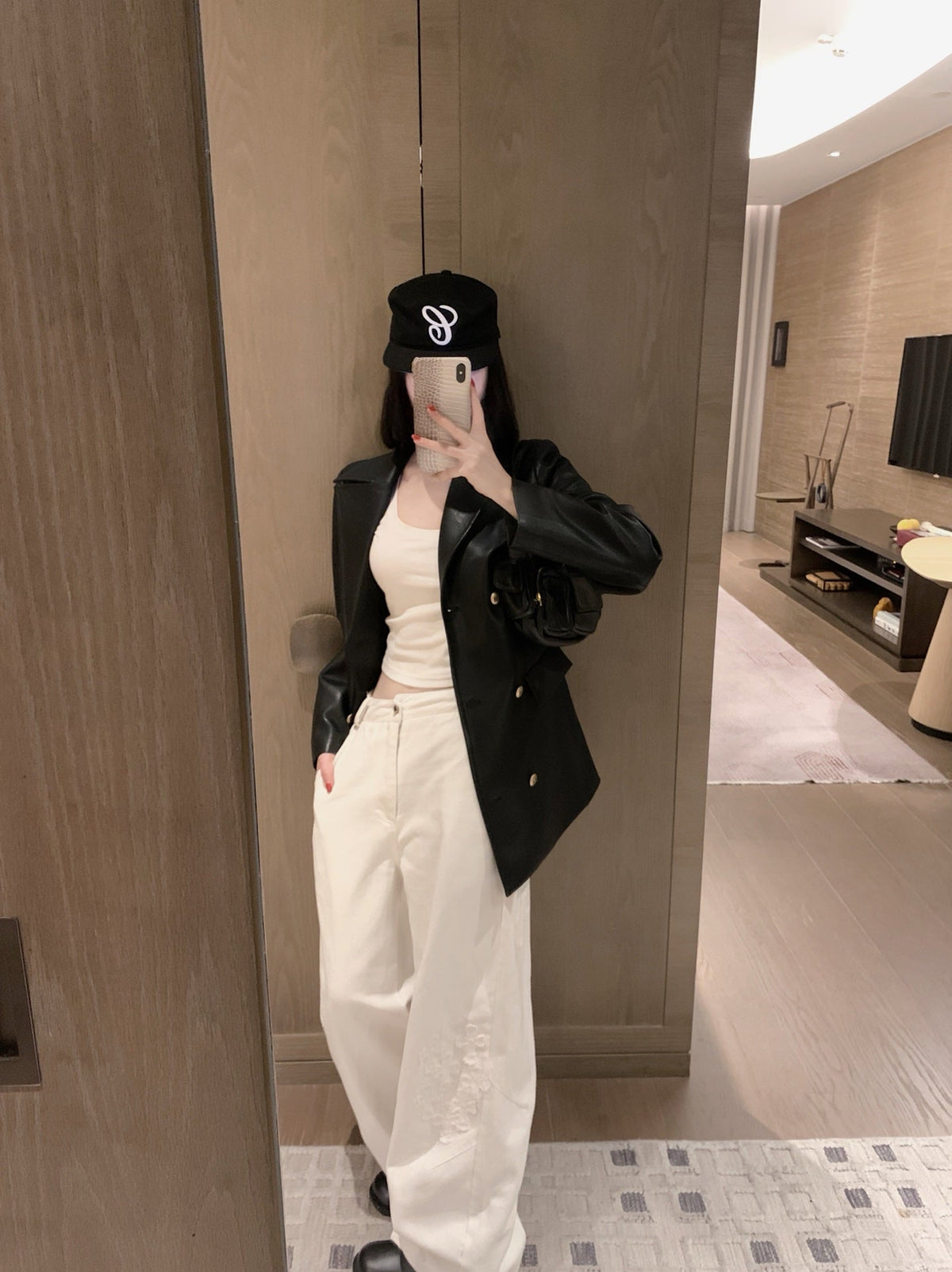 Chanel Vintage Faux Lambskin Trench Coat