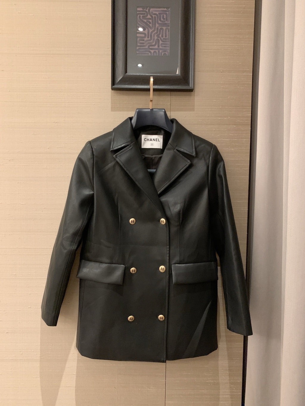 Chanel Vintage Faux Lambskin Trench Coat