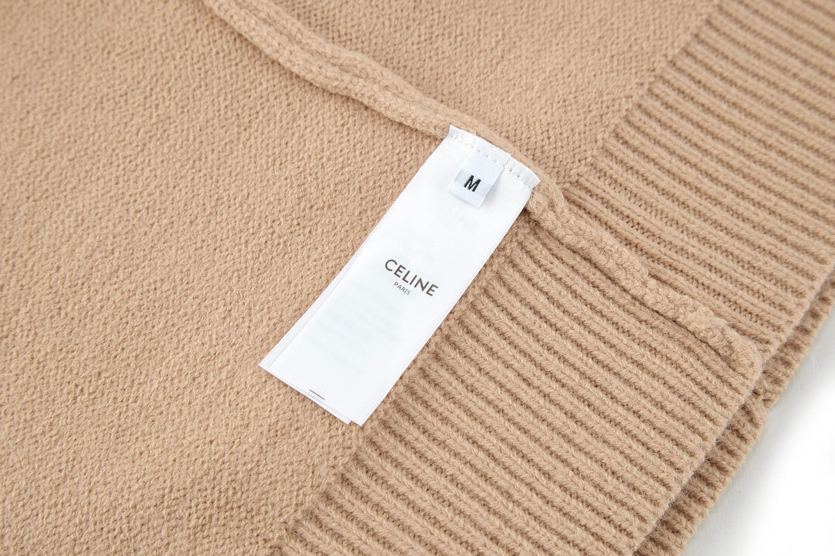 Celine Triomphe Embroidered Knit Sweater