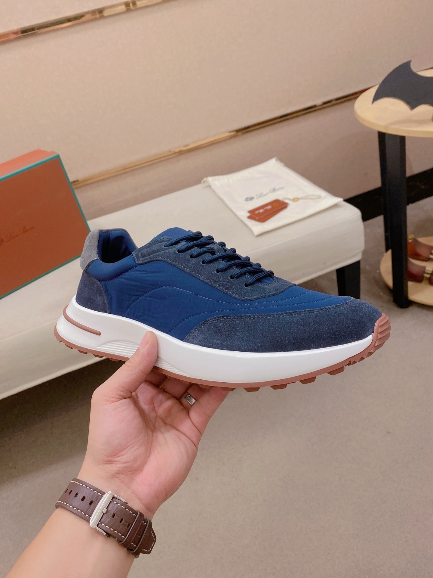 Loro Piana Men's Wind Fiber Knit Running Sneakers