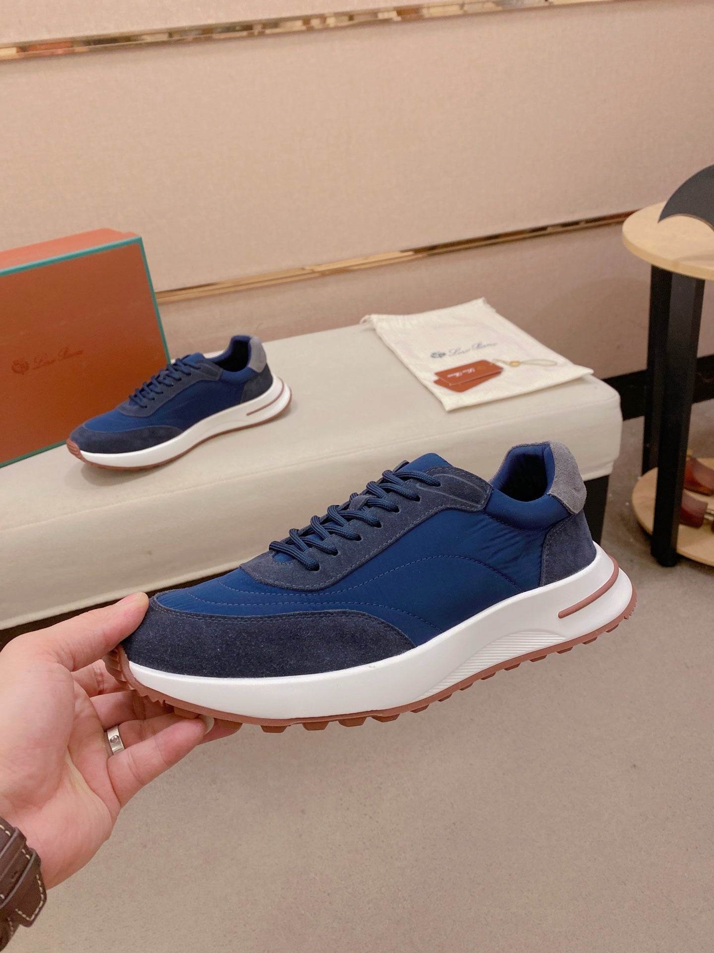 Loro Piana Men's Wind Fiber Knit Running Sneakers
