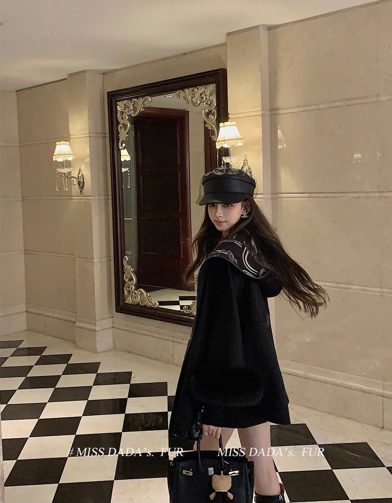 Hermès Old Money Detachable Faux Fur Sleeve Coat