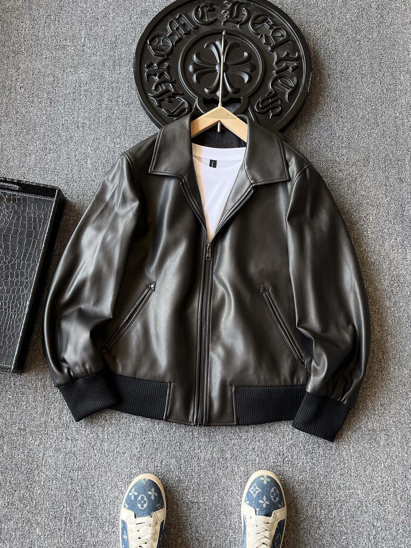 Zegna Padded Sheepskin Collared Leather Jacket