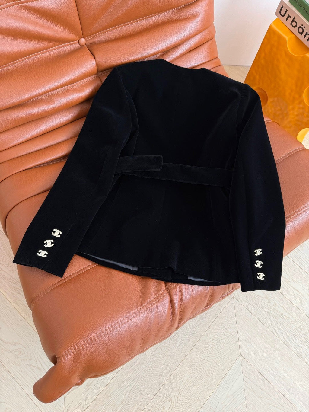 Chanel Double C Velvet Tie-Belt Jacket
