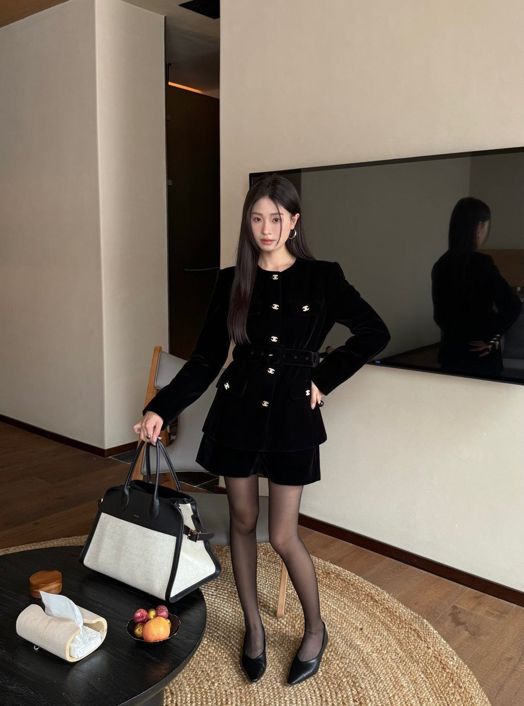 Chanel Double C Velvet Tie-Belt Jacket
