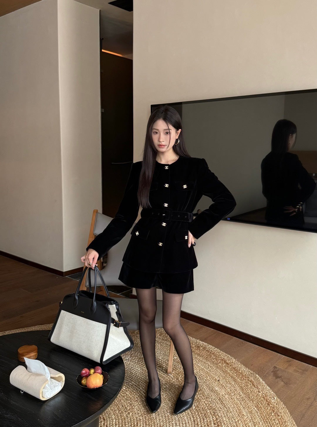 Chanel Double C Velvet Tie-Belt Jacket