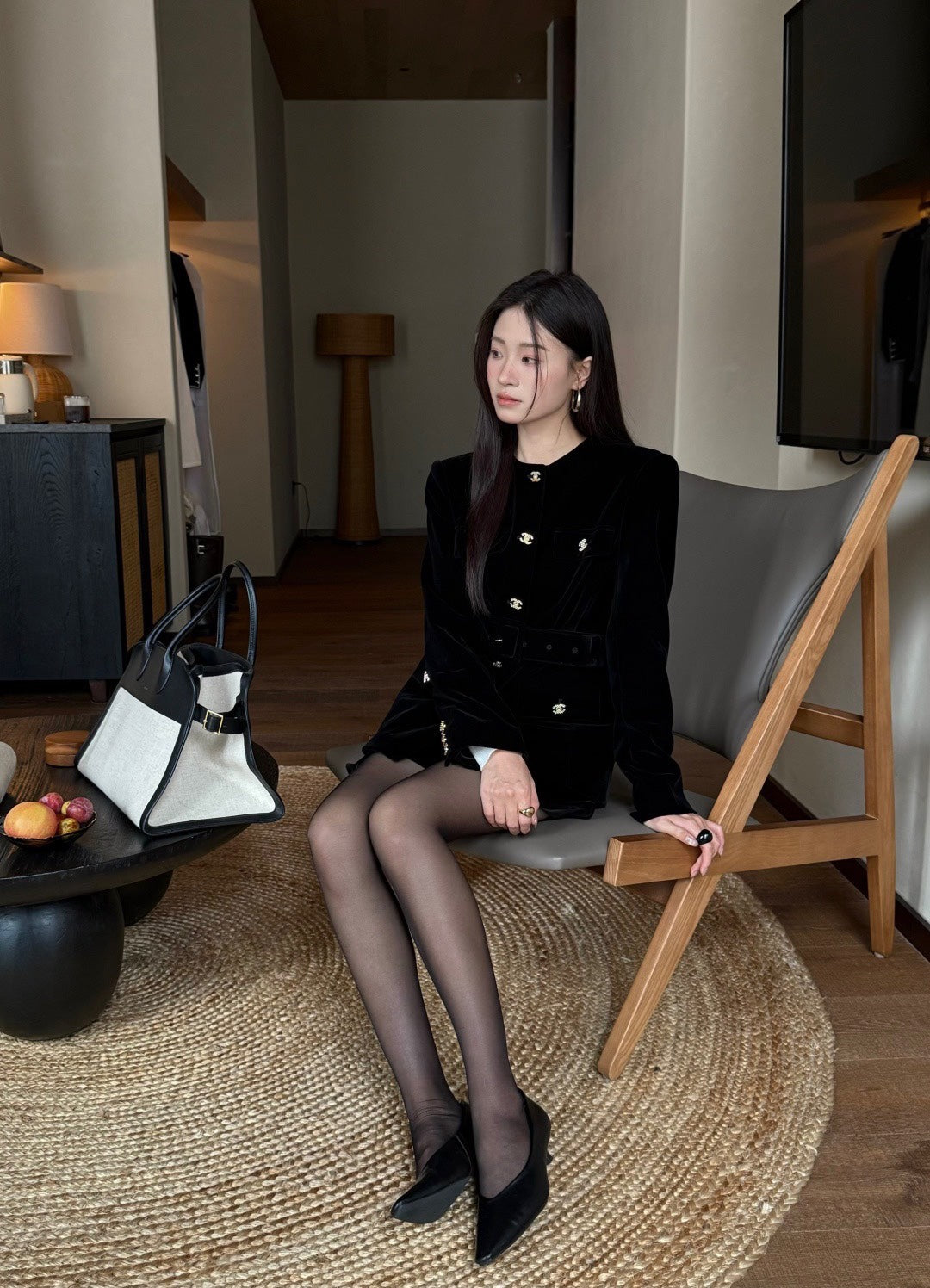 Chanel Double C Velvet Tie-Belt Jacket