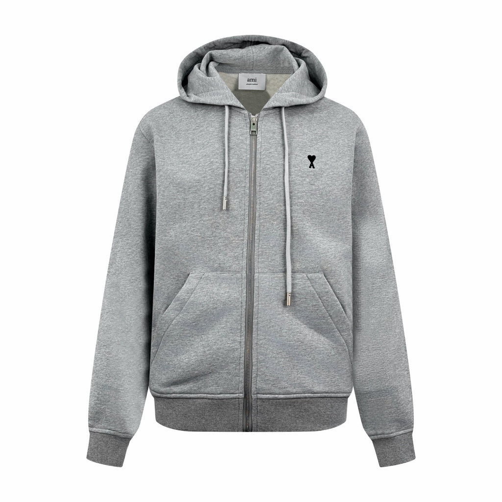 Ami Paris Heart Embroidery Zip Jacket