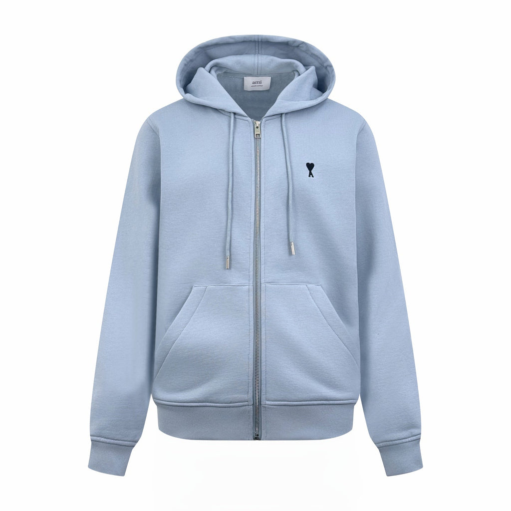 Ami Paris Heart Embroidery Zipper Jacket