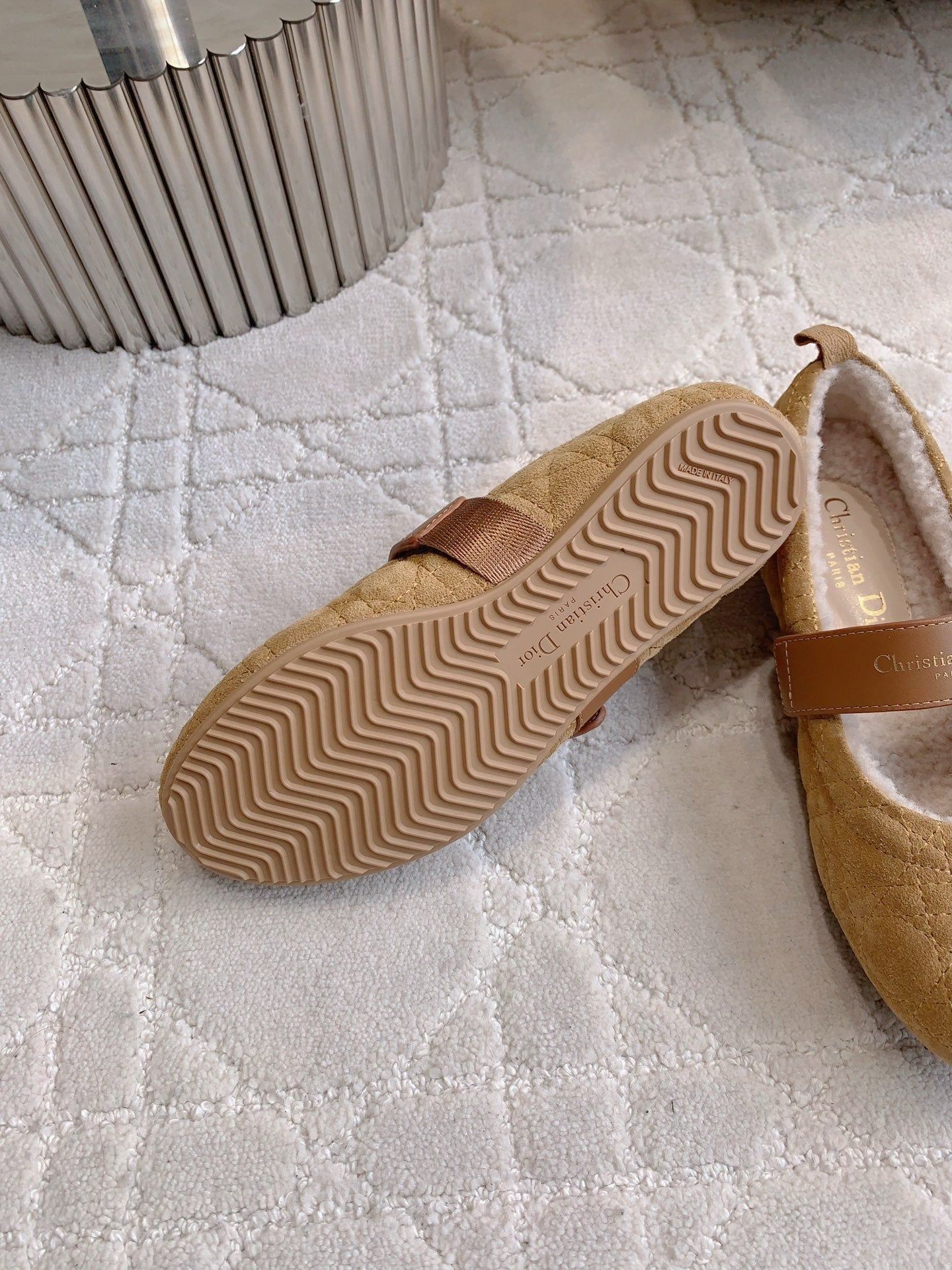 Dior Quilted Wool Mary Jane Flats