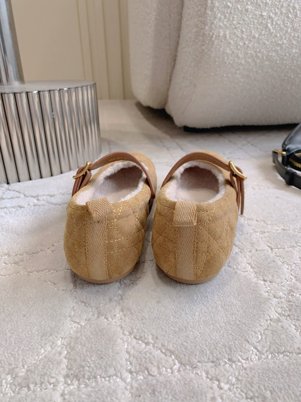 Dior Quilted Wool Mary Jane Flats