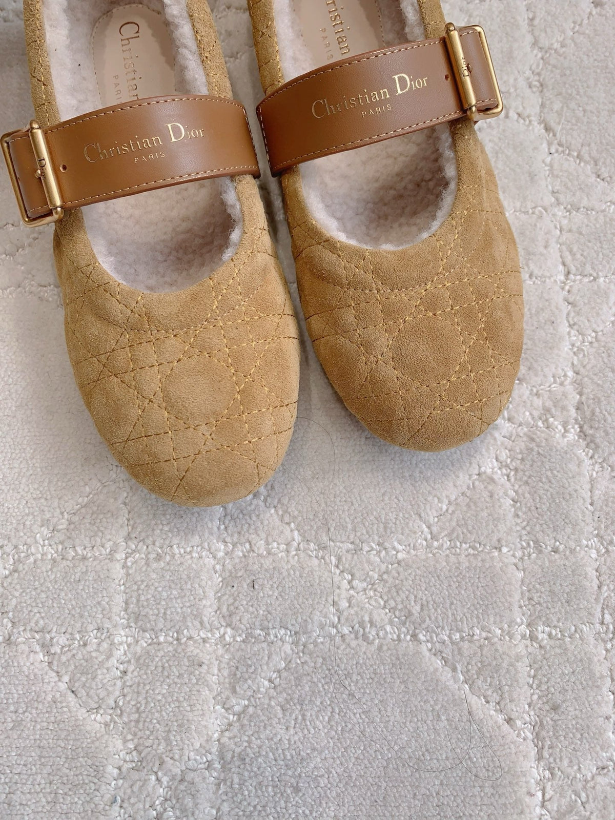 Dior Quilted Wool Mary Jane Flats