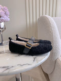 Dior Quilted Wool Mary Jane Flats