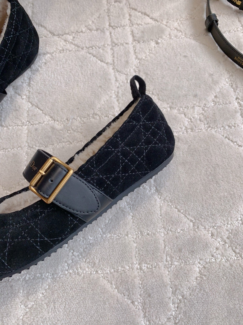 Dior Quilted Wool Mary Jane Flats