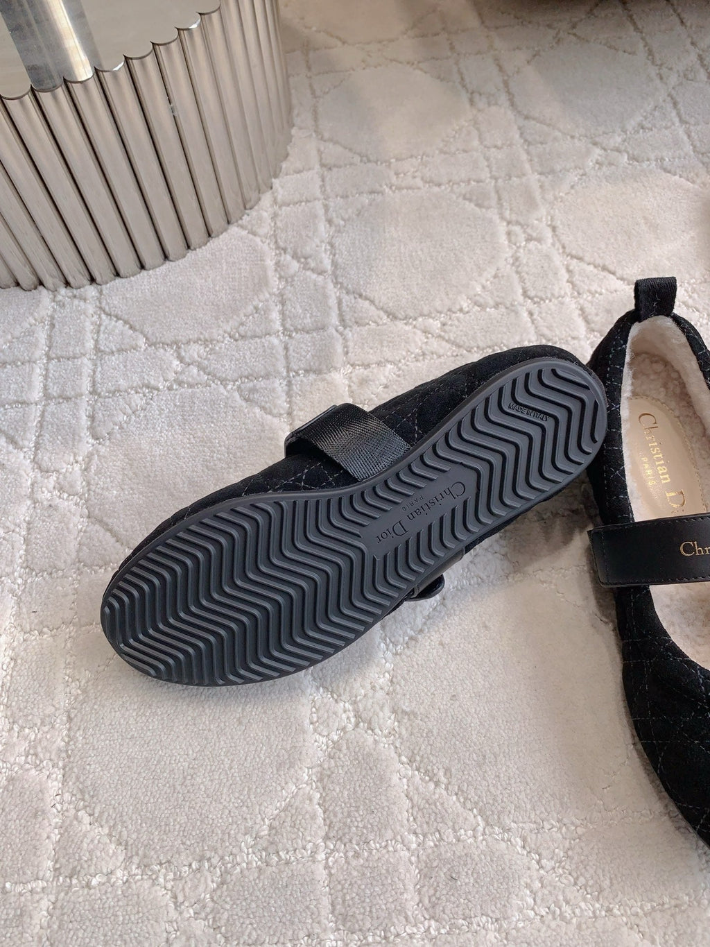 Dior Quilted Wool Mary Jane Flats