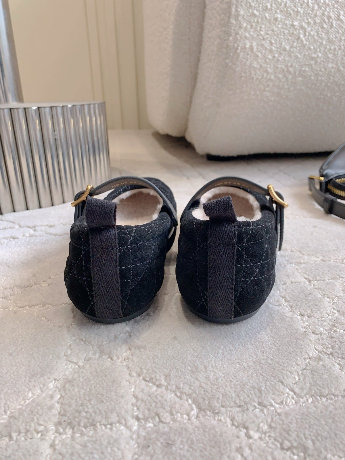 Dior Quilted Wool Mary Jane Flats