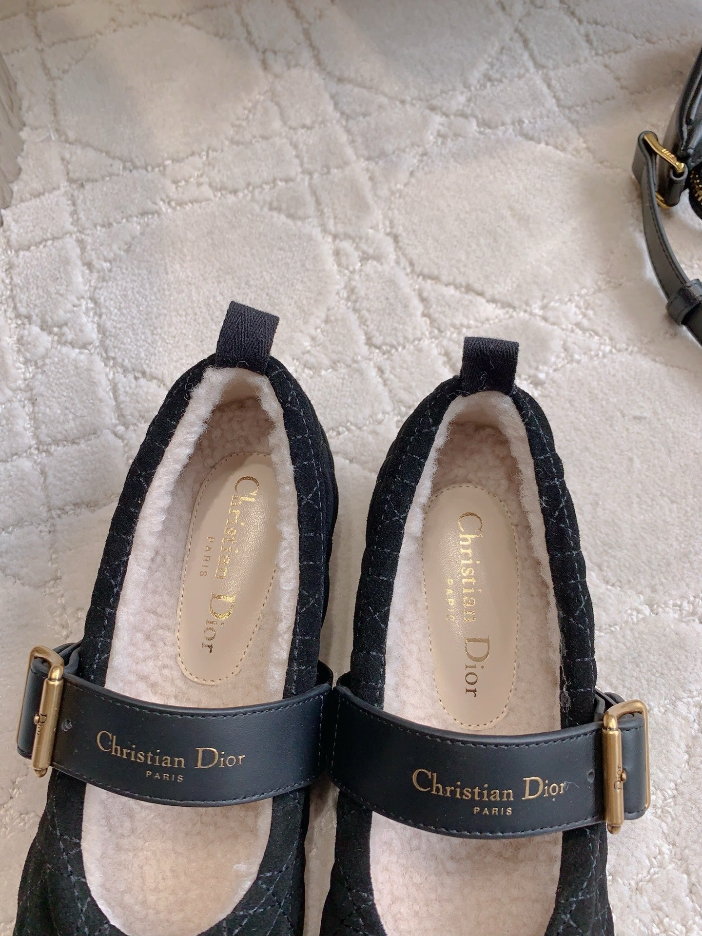 Dior Quilted Wool Mary Jane Flats