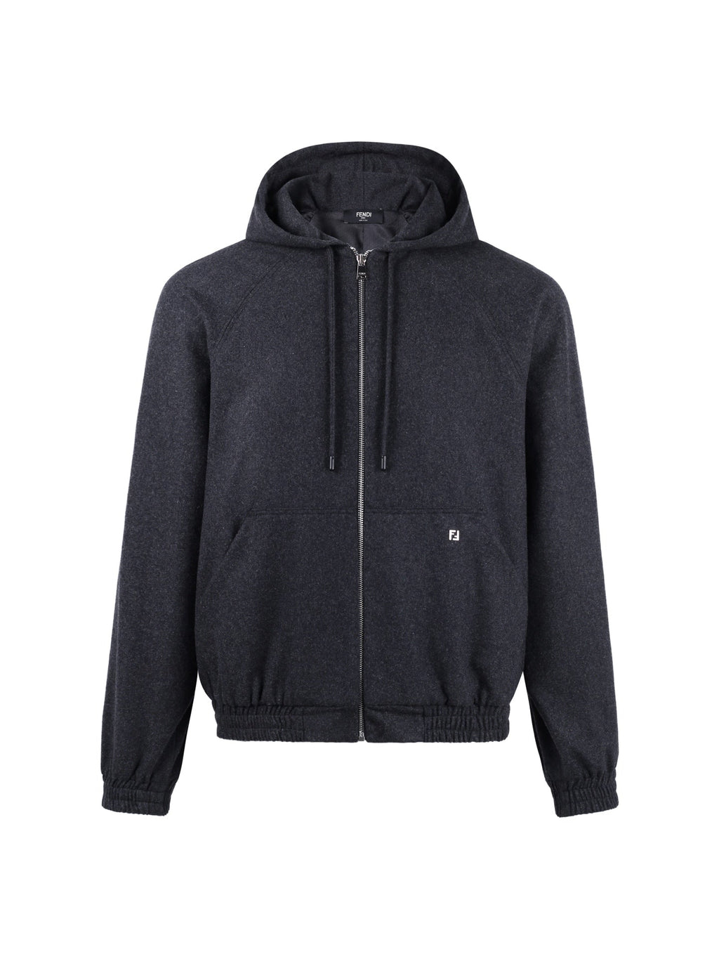 Fendi Hooded Zipper Cashmere Blend Jacket