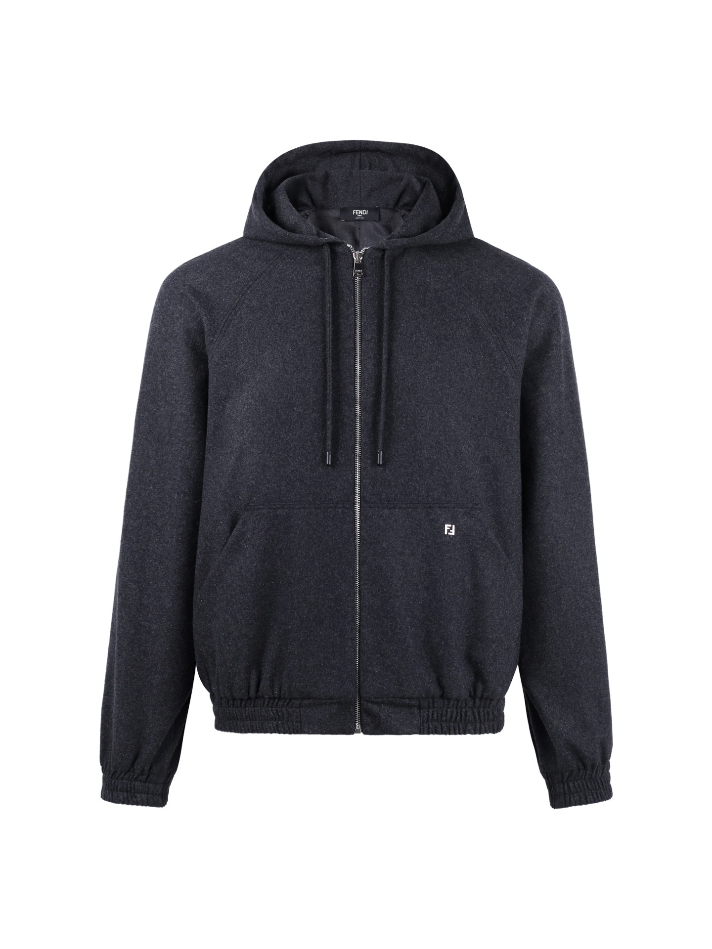 Fendi Hooded Zipper Cashmere Blend Jacket