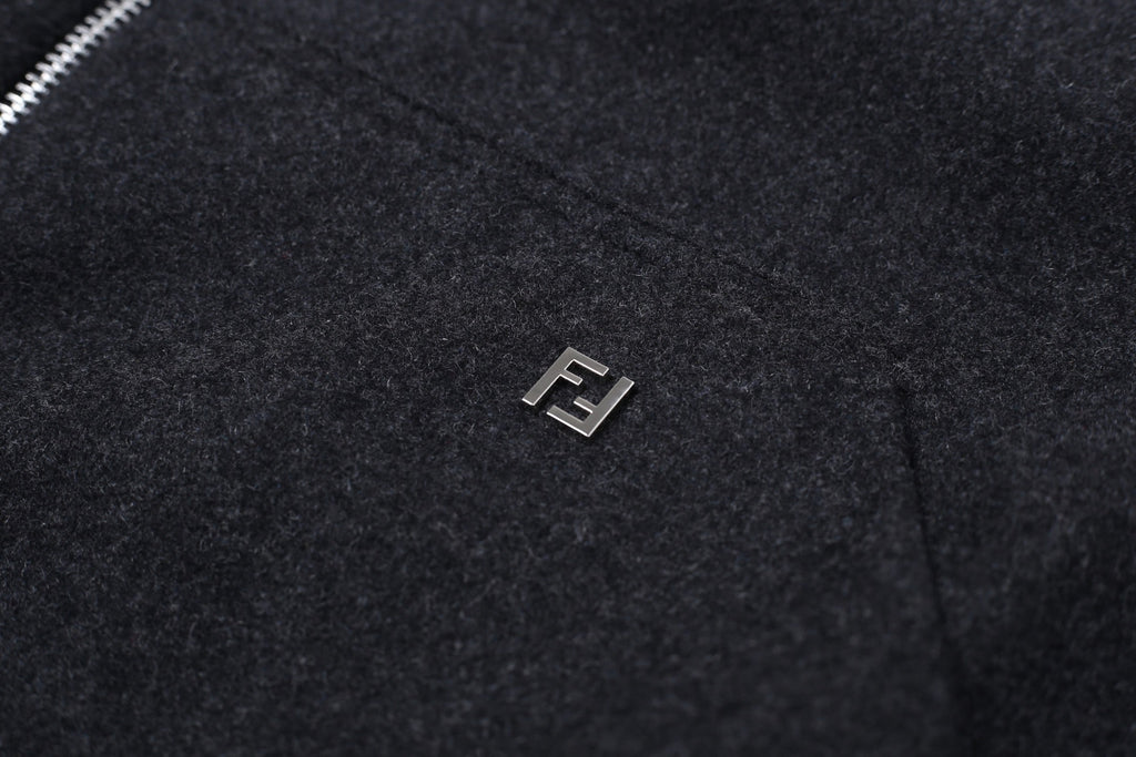 Fendi Hooded Zipper Cashmere Blend Jacket