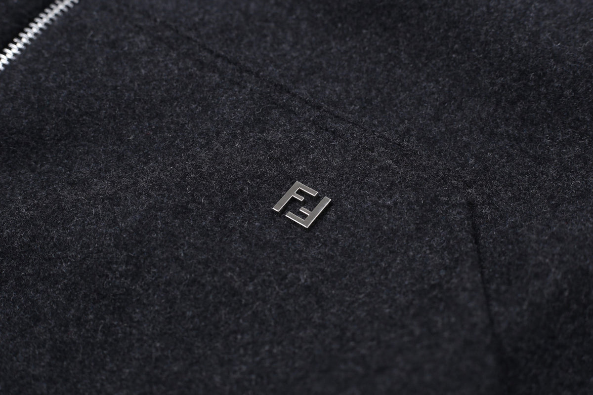 Fendi Hooded Zipper Cashmere Blend Jacket