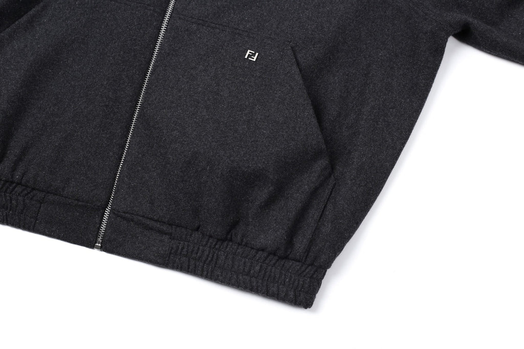 Fendi Hooded Zipper Cashmere Blend Jacket