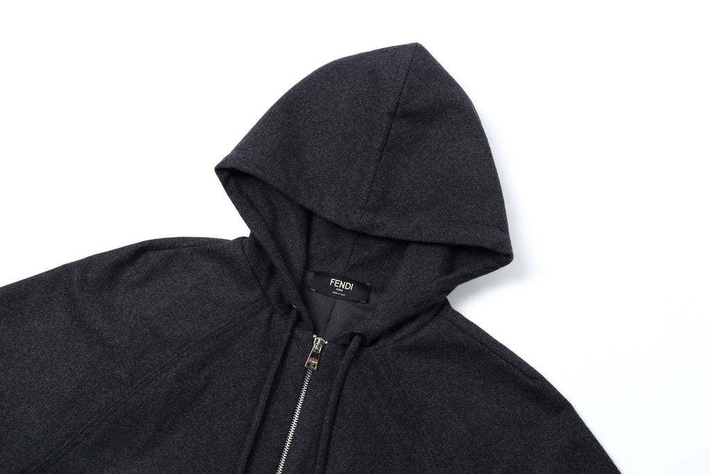 Fendi Hooded Zipper Cashmere Blend Jacket