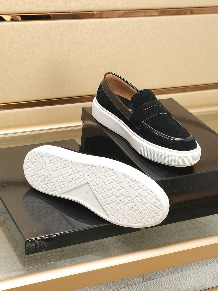 Boss Men's Luxury Leather Slip-On Loafers